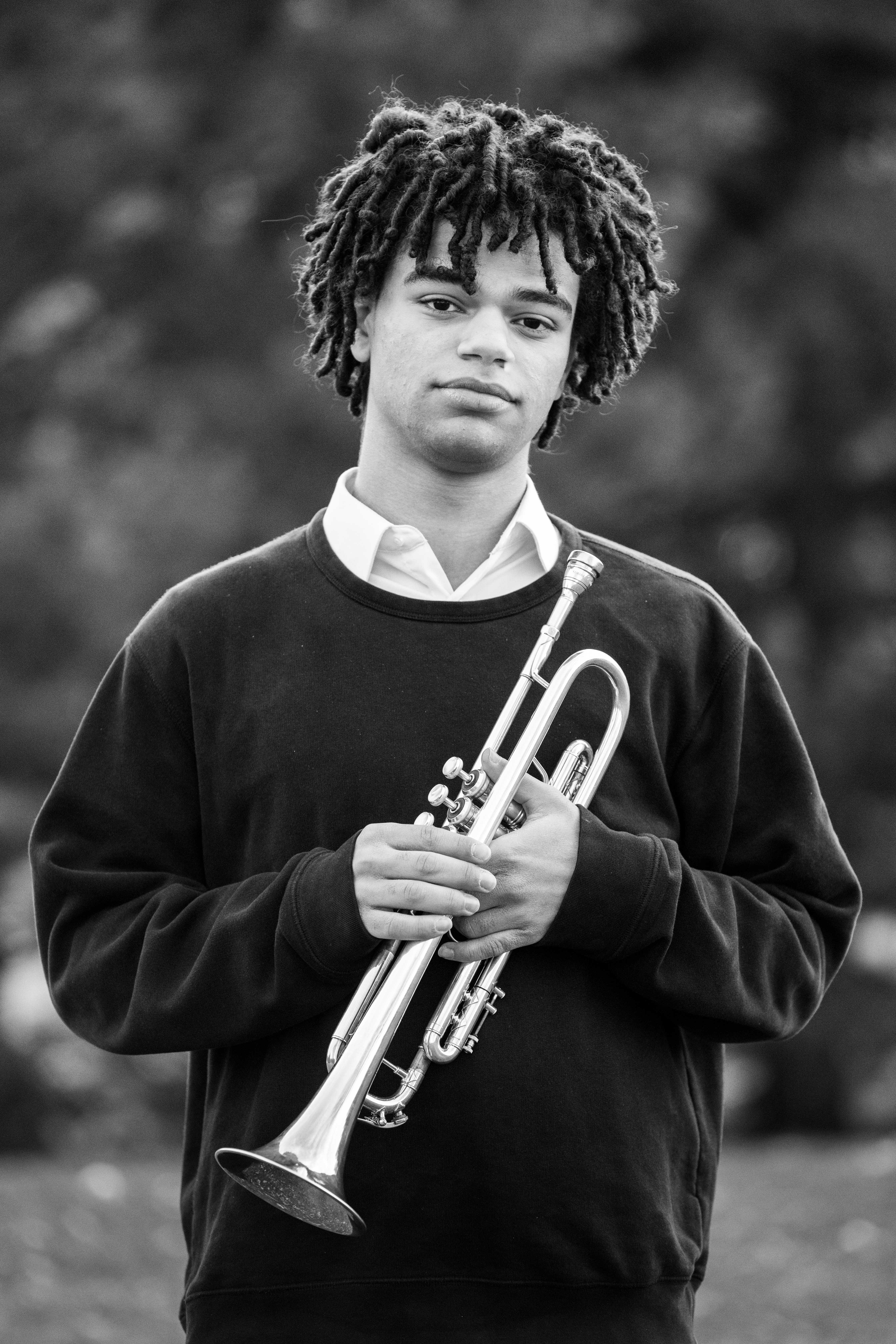 Kevin Hayward holding a trumpet